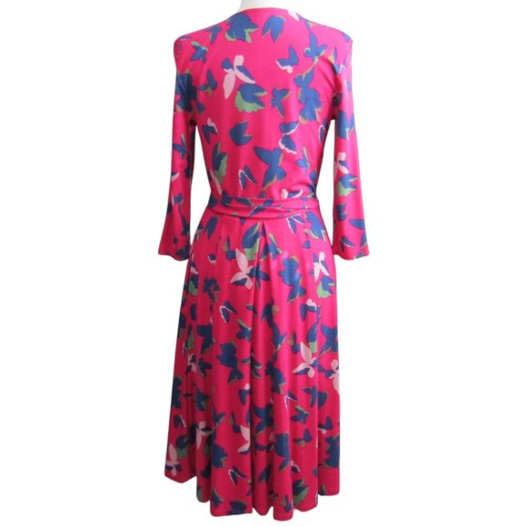 Max Mara Weekend Magenta Butterfly Wrap Dress Womens Size S Pockets V Neck Tie - Picture 7 of 12